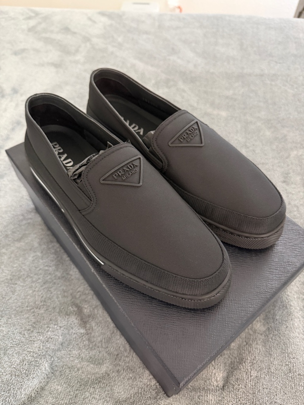 Prada Black Nylon Slip-On Loafers